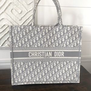 Large gray Dior book tote